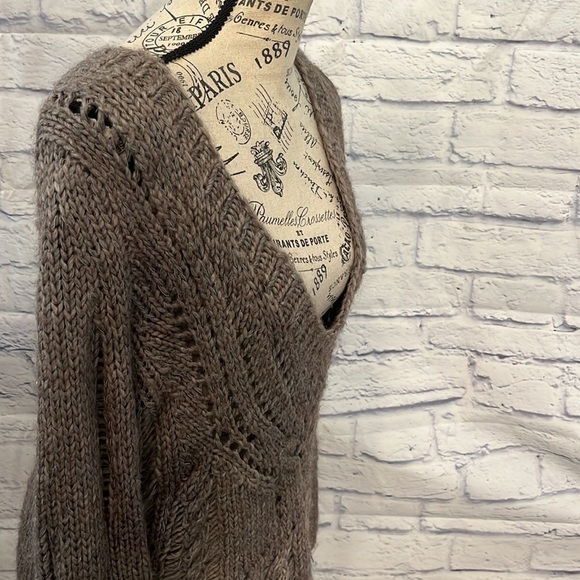 Duffy V-neck Sweater Alpaca Blend Size Small Brown Oversized - Picture 3 of 8